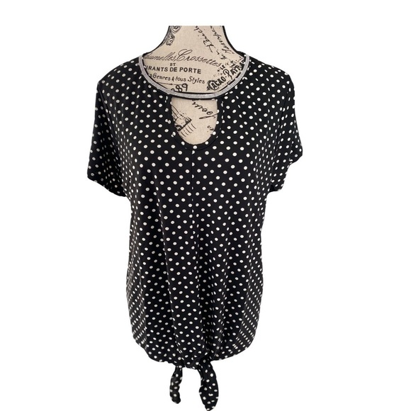 Louise Paris Plus Size Black and White Polka Dot Tie Front Blouse NWT Size 1X - Picture 1 of 10